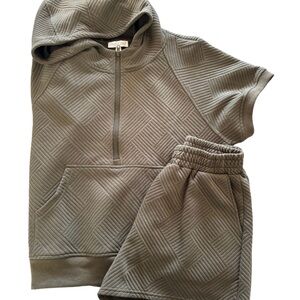 She + Sky Gray Quilted Zip-Up Hoodie
